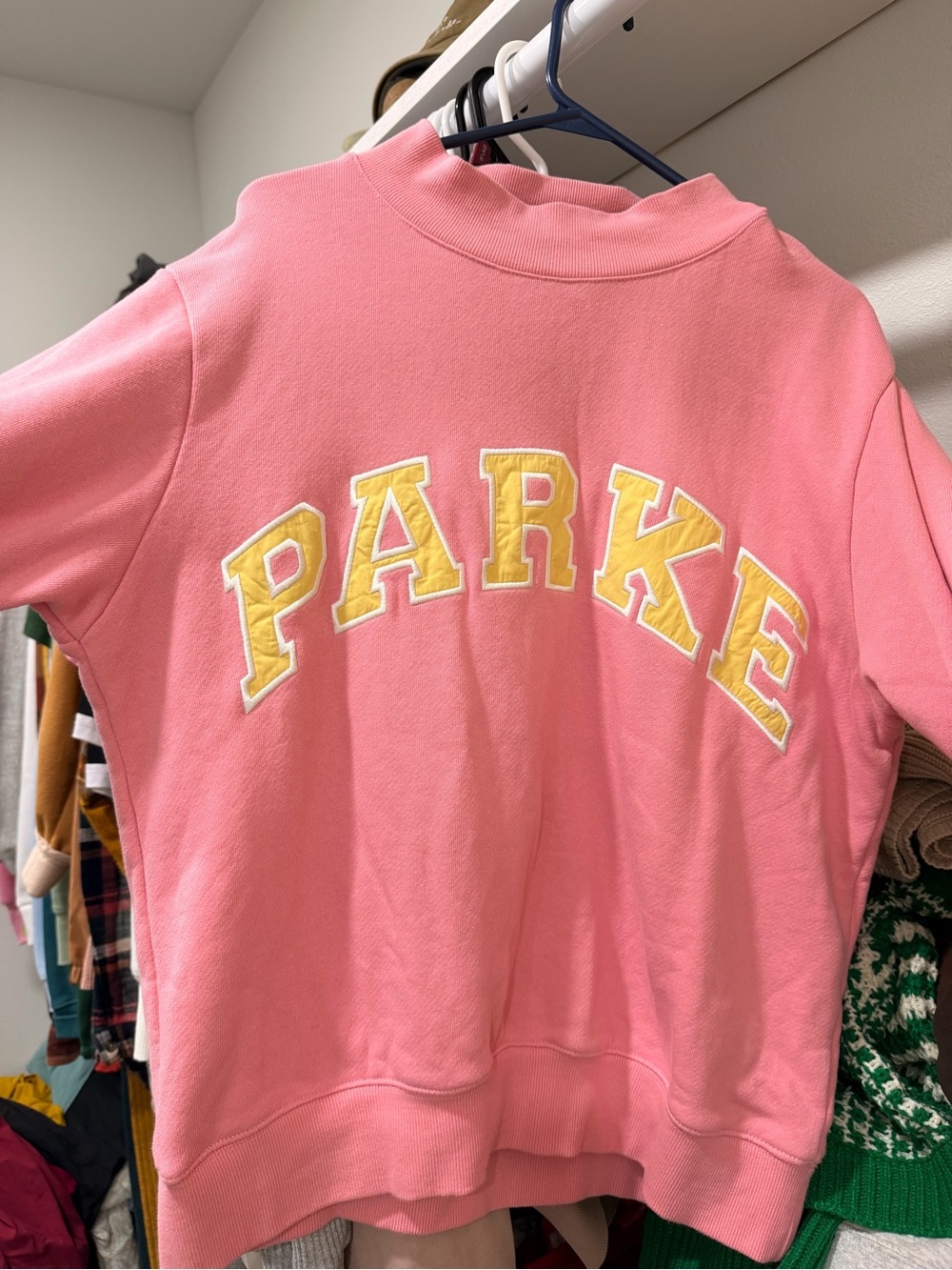 Parker Pink Crewneck Sweatshirt with Yellow Applique